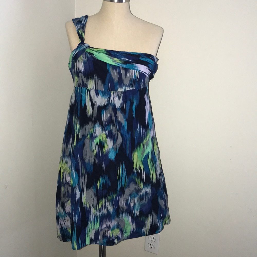 Loft one shoulder watercolor sundress
